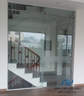 Cửa kính cường lực 1 cánh lùa trượt - Mẫu 24
