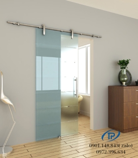 Cửa kính cường lực 1 cánh lùa trượt - Mẫu 25