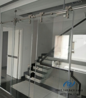 Cửa kính cường lực 2 cánh lùa trượt - Mẫu 16