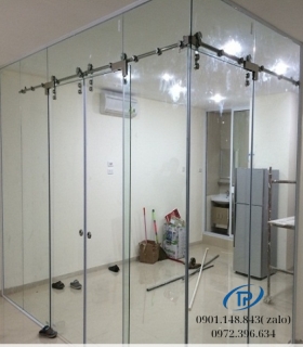 Cửa kính cường lực 2 cánh lùa trượt - Mẫu 7