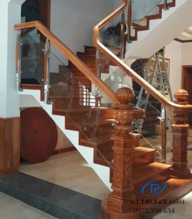 Lan can kính cường lực cầu thang
