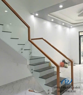 Lan can kính cường lực cầu thang-mẫu 1
