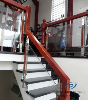 Lan can kính cường lực cầu thang-mẫu 8