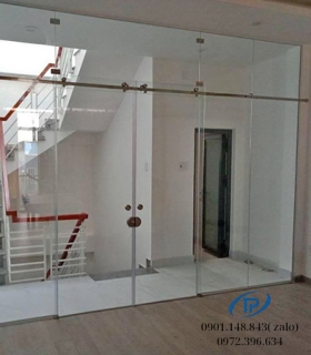 Cửa kính cường lực 2 cánh lùa trượt - Mẫu 19