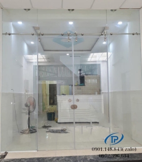 Cửa kính cường lực 2 cánh lùa trượt - Mẫu 14