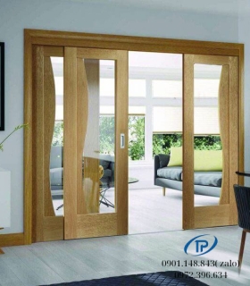 Cửa kính cường lực 2 cánh lùa trượt - Mẫu 13