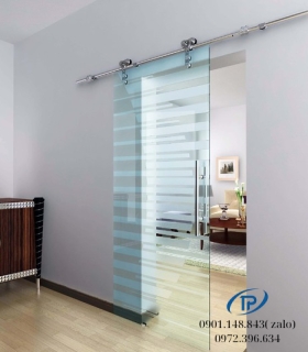 Cửa kính cường lực 1 cánh lùa trượt - Mẫu 23