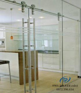 Cửa kính cường lực 2 cánh lùa trượt - Mẫu 18